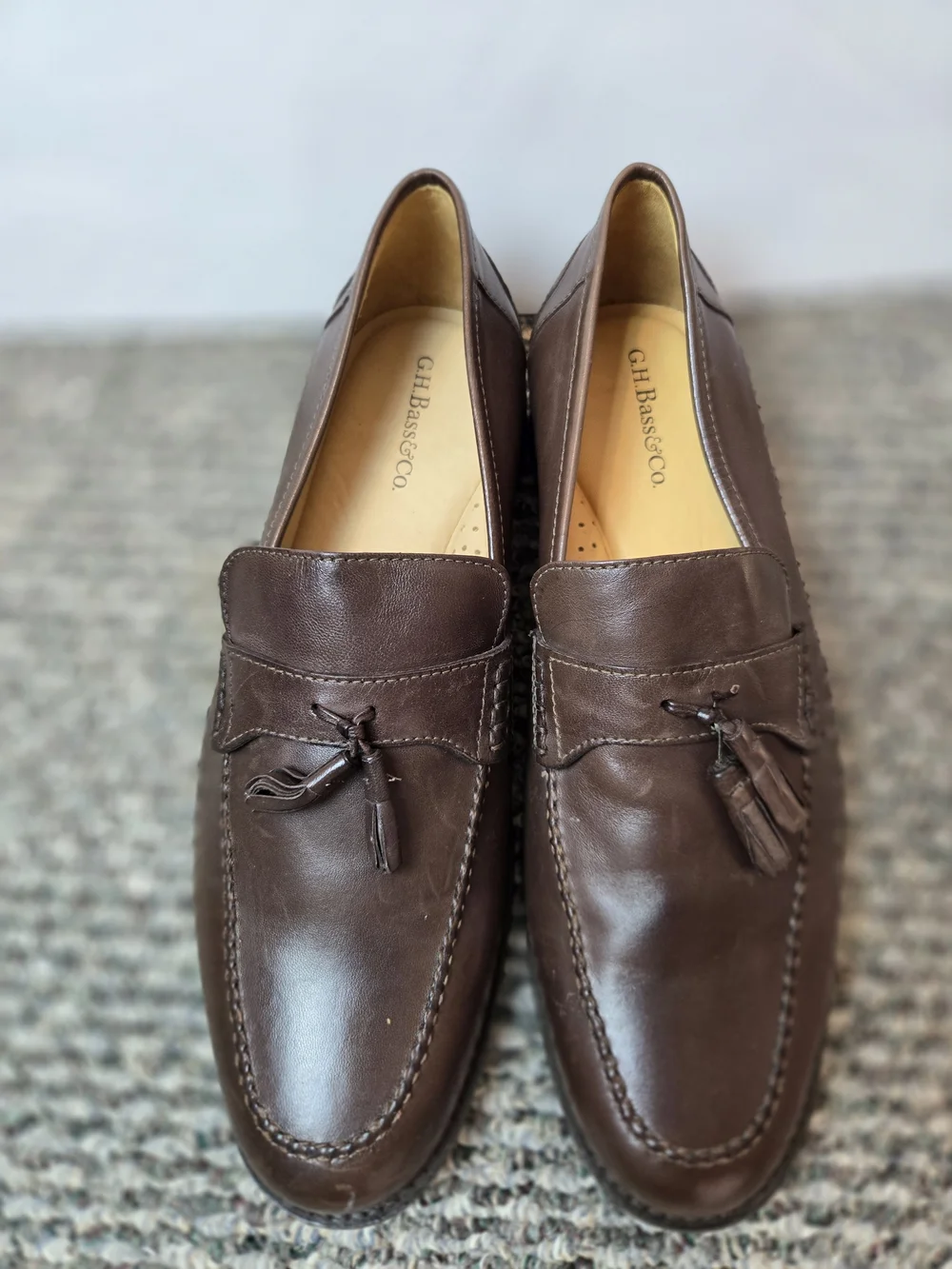 G.H. Bass & Co. Men's Brown Leather Tassel Dress Shoes Size 10.5